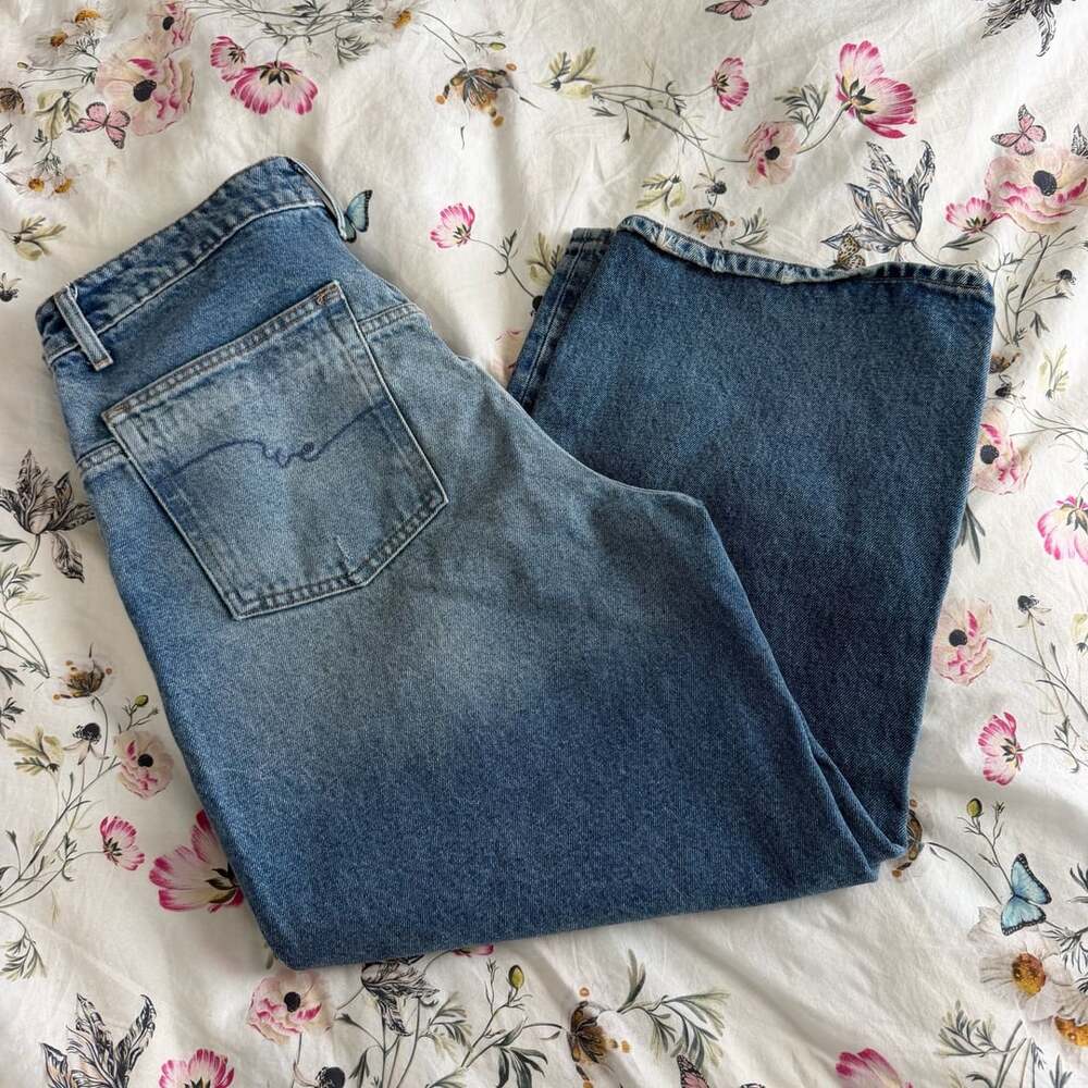 We The Free Deep Trance Dropped Boyfriend Jeans Size 30 Blue Denim